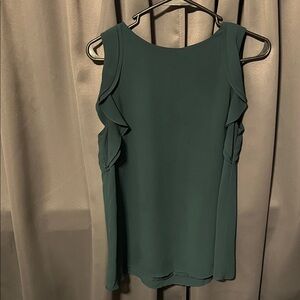 H&M Dark Green Ruffle Blouse